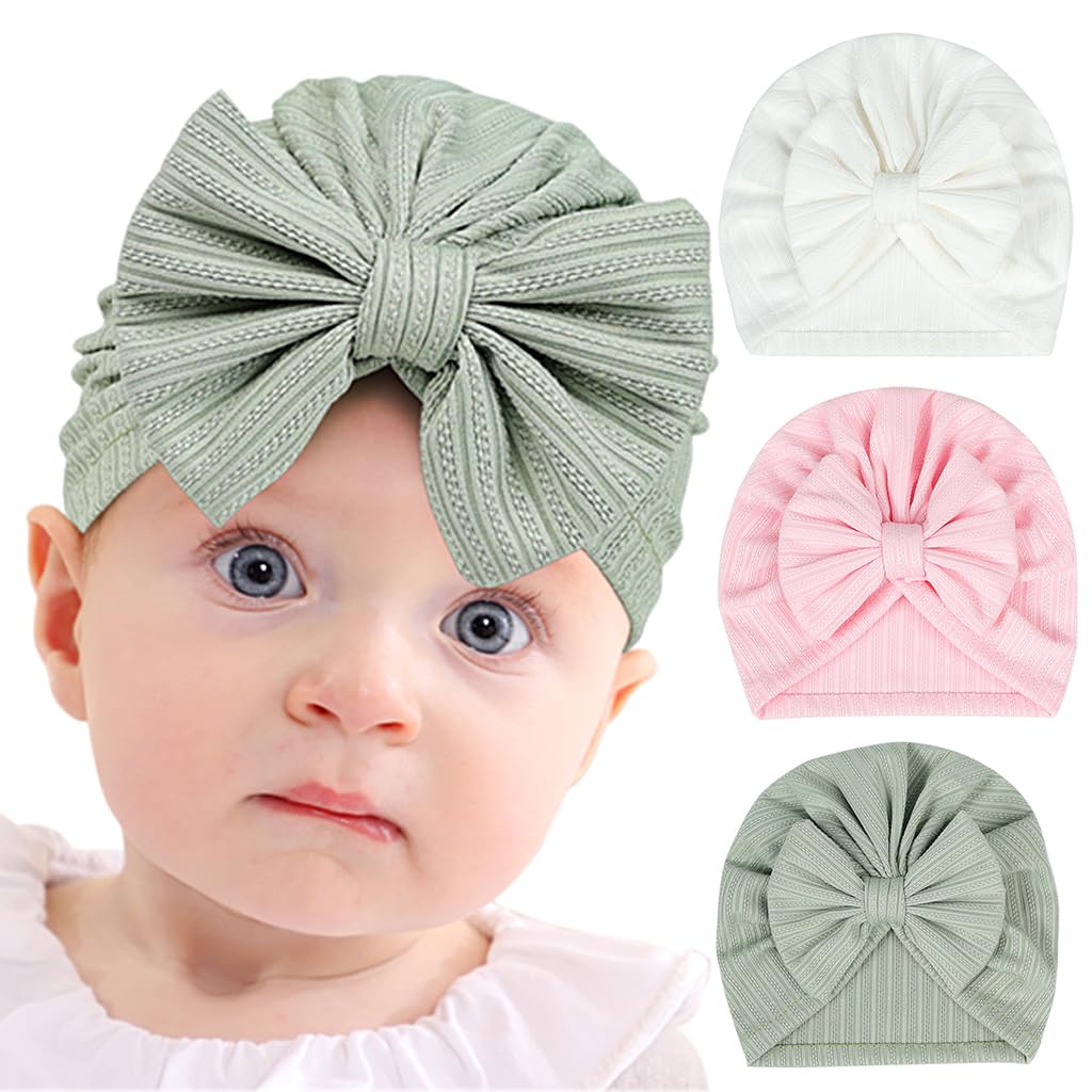 PALAY 3 Pack Turban Cap for Baby Girl Boy Cute Stretchy Baby Cap Soft Infant Beanie Baby Hat for Newborns Baby Head Cap Hat Accessories Shower Gifts Turban Bow Baby Cap 6-12 Months PALAY 3 Pack Turban Cap for Baby Girl Boy Cute Stretchy Baby Cap Soft Infant Beanie Baby Hat for Newborns Baby Head Cap Hat Accessories Shower Gifts Turban Bow Baby Cap 6-12 Months